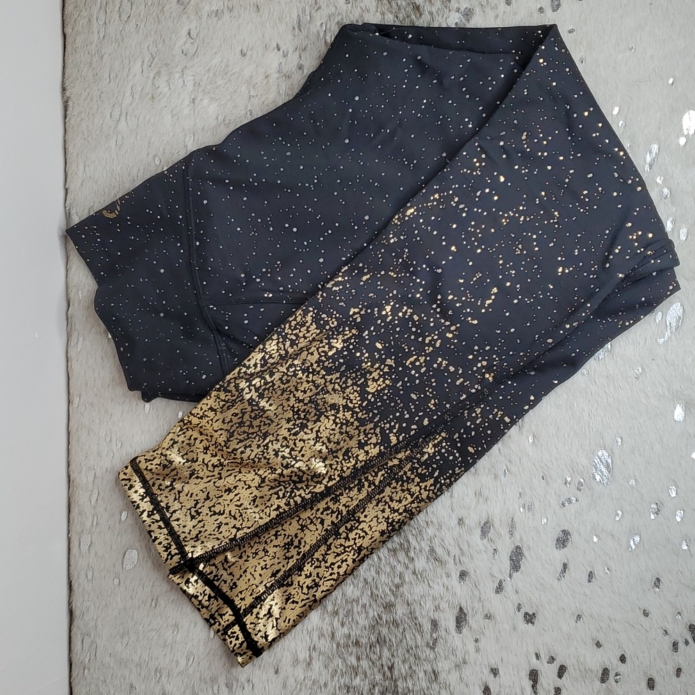 Curves n combat boots black and gold leggings Large